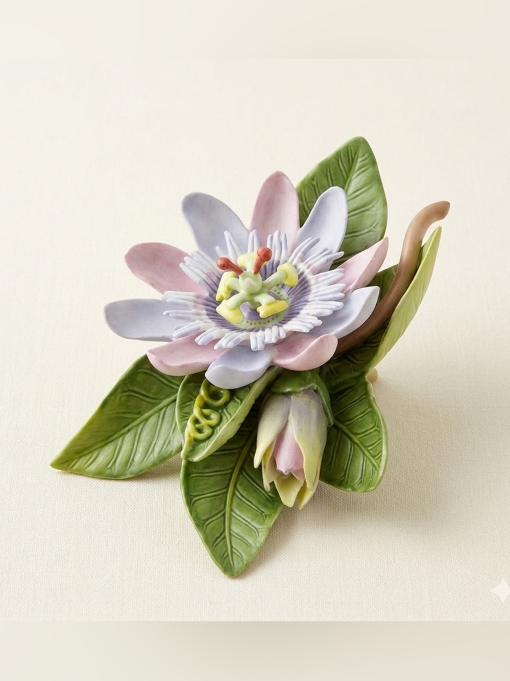 Vintage Lenox Porcelain Passion Flower Figurine – Purple & Pink Passionflower